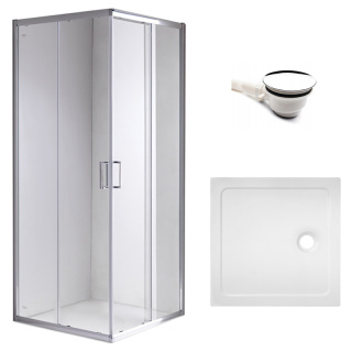 KABINA PRYSZNICOWA KWADRATOWA Z BRODZIKIEM KZ93C/ ST06A CHROM/BIAŁY 100x100