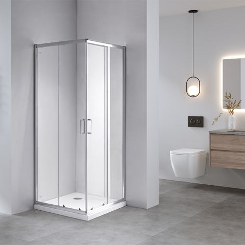 KABINA PRYSZNICOWA KWADRATOWA Z BRODZIKIEM KZ93C/ST06A CHROM/CZARNY 100x100