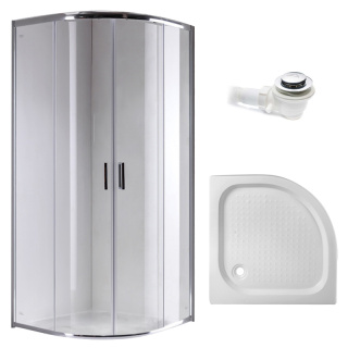 KABINA PRYSZNICOWA PÓŁOKRĄGŁA Z BRODZIKIEM KZ94C/SXL01C CHROM/BIAŁY 100x100