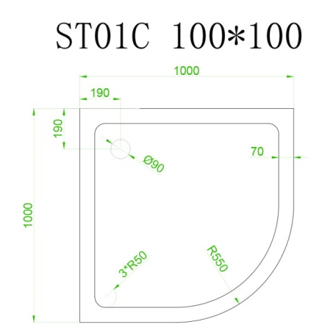 KABINA PRYSZNICOWA PÓŁOKRĄGŁA Z BRODZIKIEM KZ94C/ST01C BIAŁY/BIAŁY 100x100