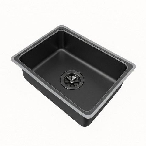 ZLEW KUCHENNY JEDNOKOMOROWY Z WODOSPADEM WIELOFUNKCYJNY CZARNY COSTA-BL-68X46