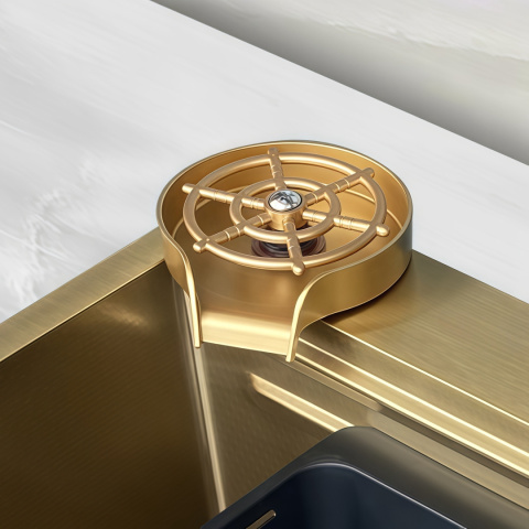 ZLEW KUCHENNY JEDNOKOMOROWY Z WODOSPADEM WIELOFUNKCYJNY ZŁOTY COSTA-GL-68X46