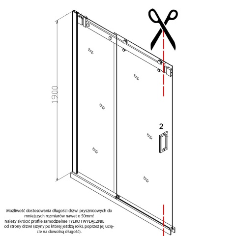 DRZWI PRYSZNICOWE Z BRODZIKIEM SH03B/SXL02C CZARNE/CZARNY 95-100/100x100 CM 8 MM