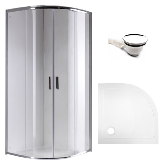 KABINA PRYSZNICOWA PÓŁOKRĄGŁA Z BRODZIKIEM KZ94B/ST01B CHROM/BIAŁY 90x90