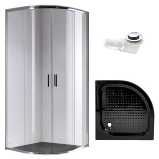 KABINA PRYSZNICOWA PÓŁOKRĄGŁA Z BRODZIKIEM KZ94C/SXL01C CHROM/CZARNY 100x100
