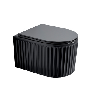 MISKA WC WISZĄCA RIMLESS LUMA-BL-RIM-03 CZARNA RYFLOWANA DESKA WOLNOOPADAJĄCA DUROPLAST