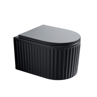 MISKA WC WISZĄCA RIMLESS LUMA-MTB-RIM-03 CZARNY MAT RYFLOWANA DESKA WOLNOOPADAJĄCA DUROPLAST