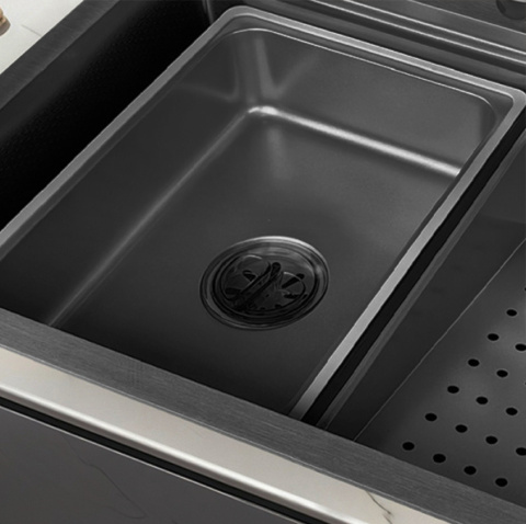 ZLEWOZMYWAK JEDNOKOMOROWY WIELOFUNKCYJNY COBA 75X46 CZARNY ZLEW KUCHENNY STALOWY