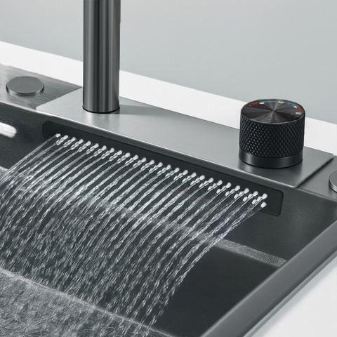 ZLEWOZMYWAK JEDNOKOMOROWY WIELOFUNKCYJNY COSTA 75X46 CZARNY ZLEW KUCHENNY