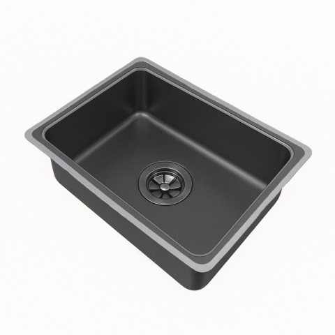 ZLEW KUCHENNY JEDNOKOMOROWY Z WODOSPADEM WIELOFUNKCYJNY GRAFITOWY TOKIO-BL-75X46
