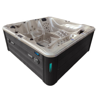 JACUZZI OGRODOWE WANNA SPA702 CAPPUCCINO OBUDOWA CIEMNO-SZARE DREWNO 230x230 CM