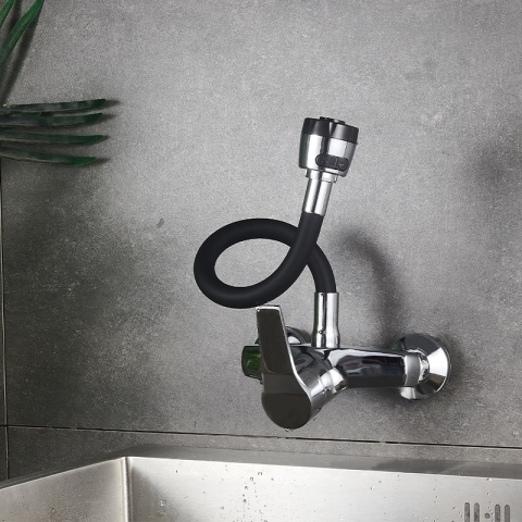 BATERIA KUCHENNA ŚCIENNA DOVER GIĘTKA CZARNA WYLEWKA PODSTAWA CHROM