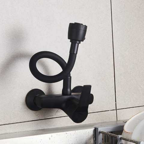 BATERIA KUCHENNA ŚCIENNA DOVER GIĘTKA CZARNA WYLEWKA PODSTAWA CZARNA