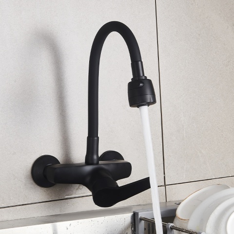 BATERIA KUCHENNA ŚCIENNA DOVER GIĘTKA CZARNA WYLEWKA PODSTAWA CZARNA