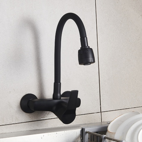 BATERIA KUCHENNA ŚCIENNA DOVER GIĘTKA CZARNA WYLEWKA PODSTAWA CZARNA