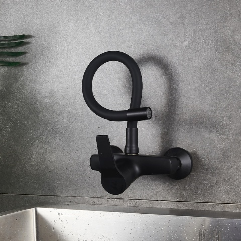 BATERIA KUCHENNA ŚCIENNA EBRO GIĘTKA CZARNA WYLEWKA PODSTAWA CZARNA