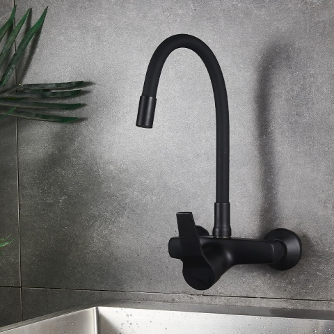 BATERIA KUCHENNA ŚCIENNA EBRO GIĘTKA CZARNA WYLEWKA PODSTAWA CZARNA