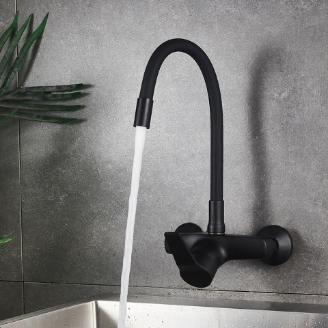 BATERIA KUCHENNA ŚCIENNA EBRO GIĘTKA CZARNA WYLEWKA PODSTAWA CZARNA