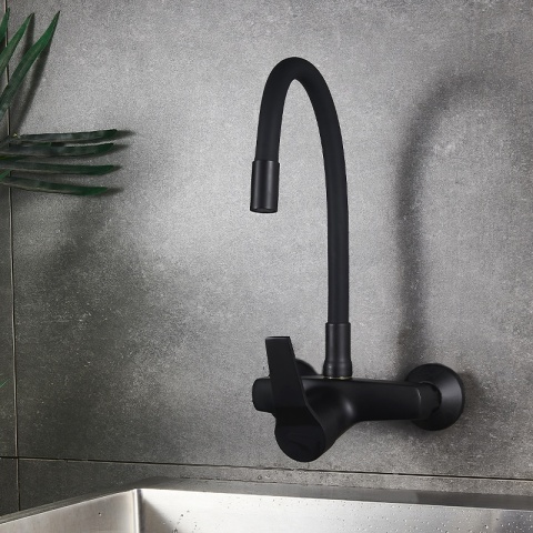 BATERIA KUCHENNA ŚCIENNA EBRO GIĘTKA CZARNA WYLEWKA PODSTAWA CZARNA