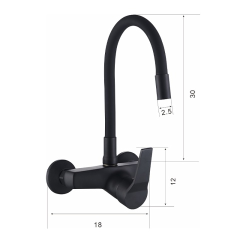 BATERIA KUCHENNA ŚCIENNA EBRO GIĘTKA CZARNA WYLEWKA PODSTAWA CZARNA