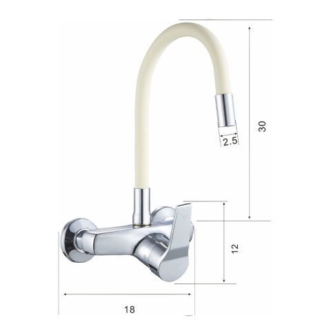 BATERIA KUCHENNA ŚCIENNA EBRO GIĘTKA WYLEWKA ECRU PODSTAWA CHROM