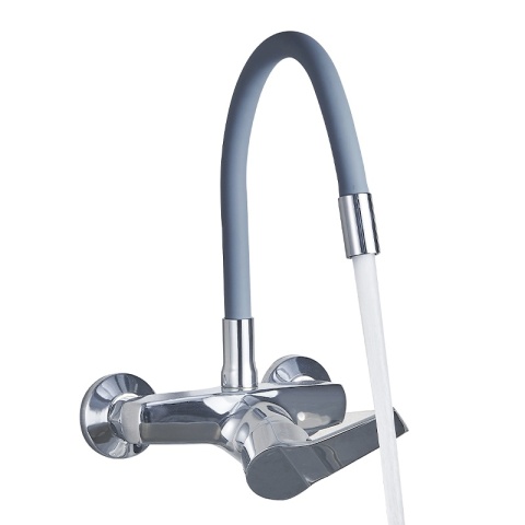 BATERIA KUCHENNA ŚCIENNA EBRO GIĘTKA SZARA WYLEWKA PODSTAWA CHROM