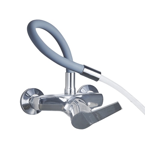 BATERIA KUCHENNA ŚCIENNA EBRO GIĘTKA SZARA WYLEWKA PODSTAWA CHROM