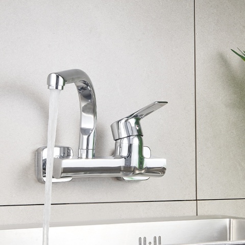 BATERIA KUCHENNA ŚCIENNA OBROTOWA WYLEWKA KRAN ELBA CHROM