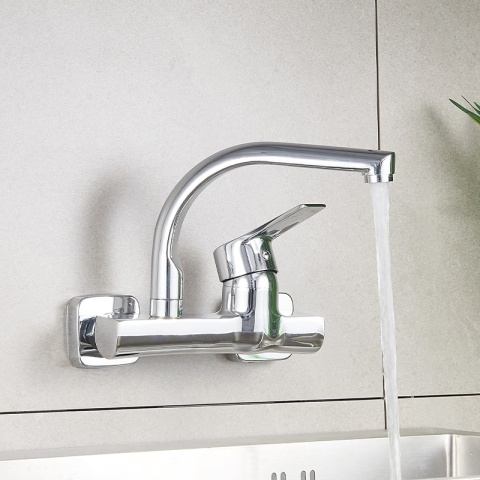 BATERIA KUCHENNA ŚCIENNA OBROTOWA WYLEWKA KRAN ELBA CHROM