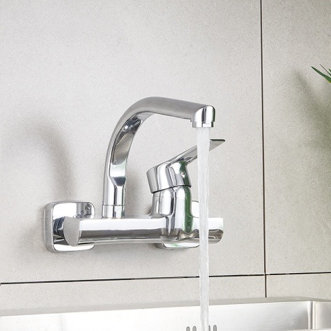 BATERIA KUCHENNA ŚCIENNA OBROTOWA WYLEWKA KRAN ELBA CHROM