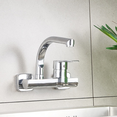 BATERIA KUCHENNA ŚCIENNA OBROTOWA WYLEWKA KRAN ELBA CHROM