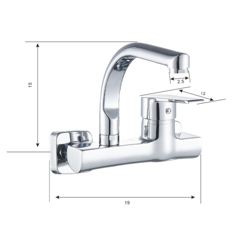 BATERIA KUCHENNA ŚCIENNA OBROTOWA WYLEWKA KRAN ELBA CHROM