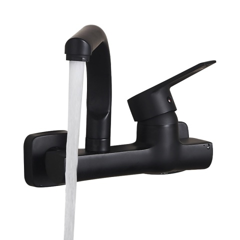 BATERIA KUCHENNA ŚCIENNA OBROTOWA WYLEWKA KRAN ELBA CZARNA