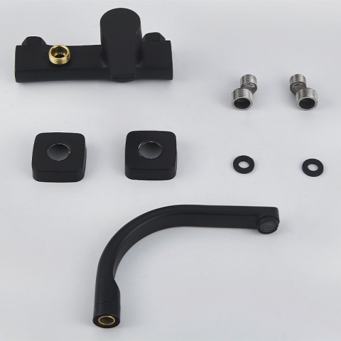 BATERIA KUCHENNA ŚCIENNA OBROTOWA WYLEWKA KRAN ELBA CZARNA