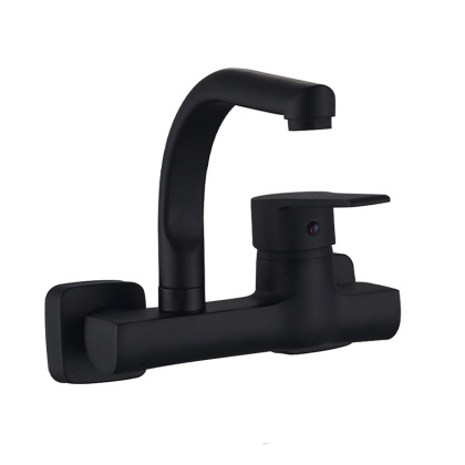 BATERIA KUCHENNA ŚCIENNA OBROTOWA WYLEWKA KRAN ELBA CZARNA