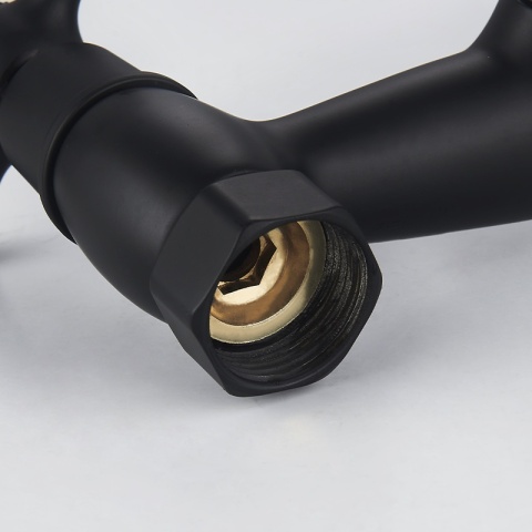 BATERIA KUCHENNA ŚCIENNA OBROTOWA DŁUGA WYLEWKA KRAN RETRO FLORA CZARNA