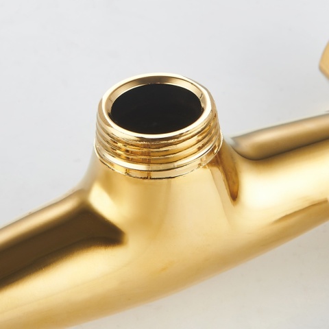 BATERIA KUCHENNA ŚCIENNA OBROTOWA DŁUGA WYLEWKA KRAN RETRO FLORA ZŁOTA