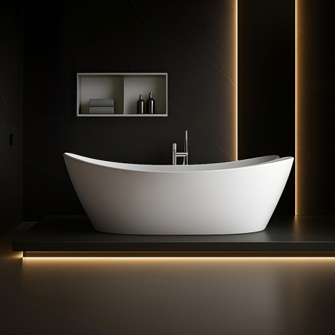 PÓŁKA ŁAZIENKOWA WNĘKOWA DUO Z KOŁNIERZEM CHROM 60X30X10 CM