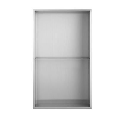 PÓŁKA ŁAZIENKOWA WNĘKOWA DUO Z KOŁNIERZEM CHROM 60X30X10 CM