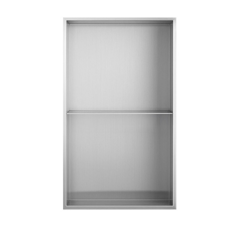 PÓŁKA ŁAZIENKOWA WNĘKOWA DUO Z KOŁNIERZEM CHROM 60X30X10 CM