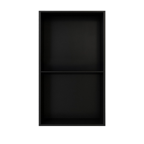 PÓŁKA ŁAZIENKOWA WNĘKOWA DUO Z KOŁNIERZEM CZARNA 60X30X10 CM