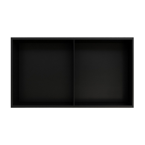 PÓŁKA ŁAZIENKOWA WNĘKOWA DUO Z KOŁNIERZEM CZARNA 60X30X10 CM