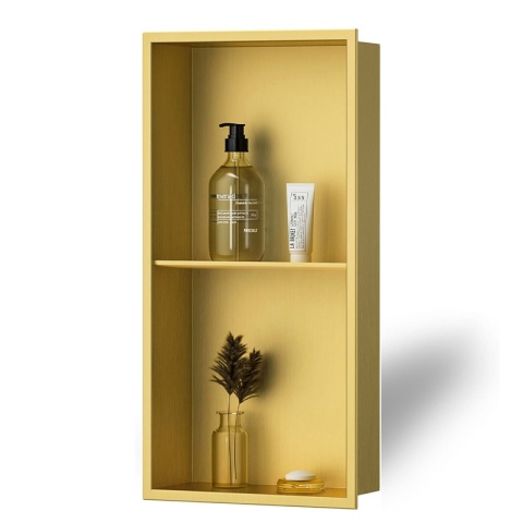 PÓŁKA ŁAZIENKOWA WNĘKOWA DUO Z KOŁNIERZEM ZŁOTA 60X30X10 CM