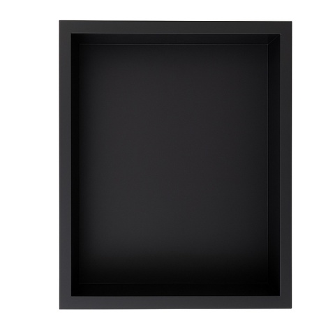 PÓŁKA ŁAZIENKOWA WNĘKOWA IGA Z KOŁNIERZEM CZARNA 30X20X10 CM