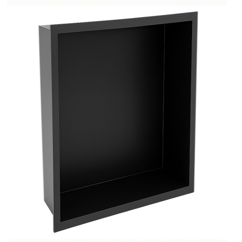 PÓŁKA ŁAZIENKOWA WNĘKOWA IGA Z KOŁNIERZEM CZARNA 30X20X10 CM