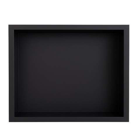 PÓŁKA ŁAZIENKOWA WNĘKOWA IGA Z KOŁNIERZEM CZARNA 30X20X10 CM