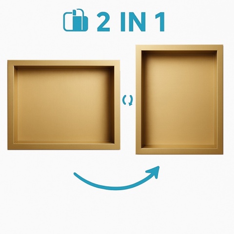 PÓŁKA ŁAZIENKOWA WNĘKOWA IGA Z KOŁNIERZEM ZŁOTA 45X30X7 CM