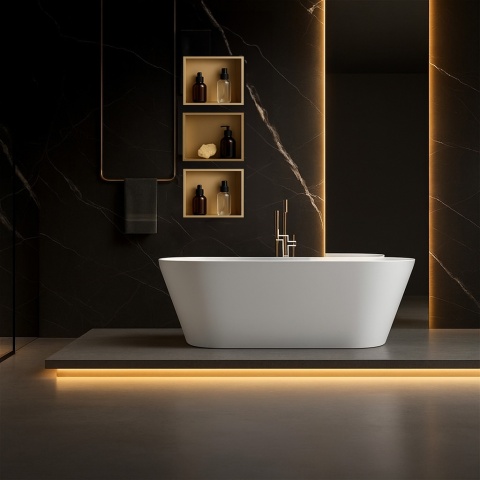 PÓŁKA ŁAZIENKOWA WNĘKOWA IGA Z KOŁNIERZEM ZŁOTY 30X20X10 CM