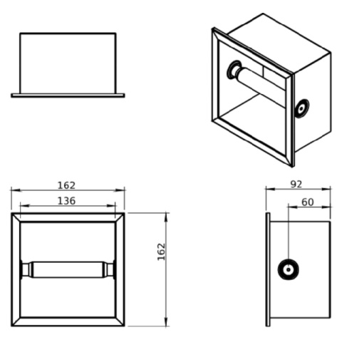 UCHWYT NA PAPIER TOALETOWY ŚCIENNY WNĘKOWY Z KOŁNIERZEM MARCO-BL CZARNY