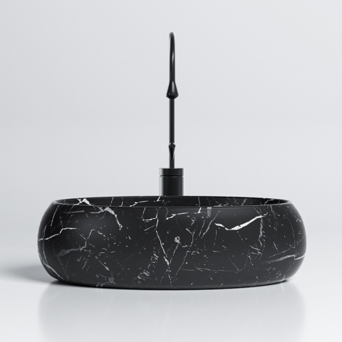UMYWALKA NABLATOWA CERAMICZNA OWALNA CARI-MAR5-500 CZARNY MARMUR MAT 50x31 CM